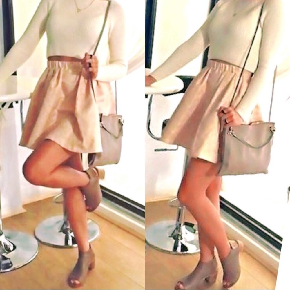 Aritzia Talula Cream Metallic A-Line Mini Skirt NWT